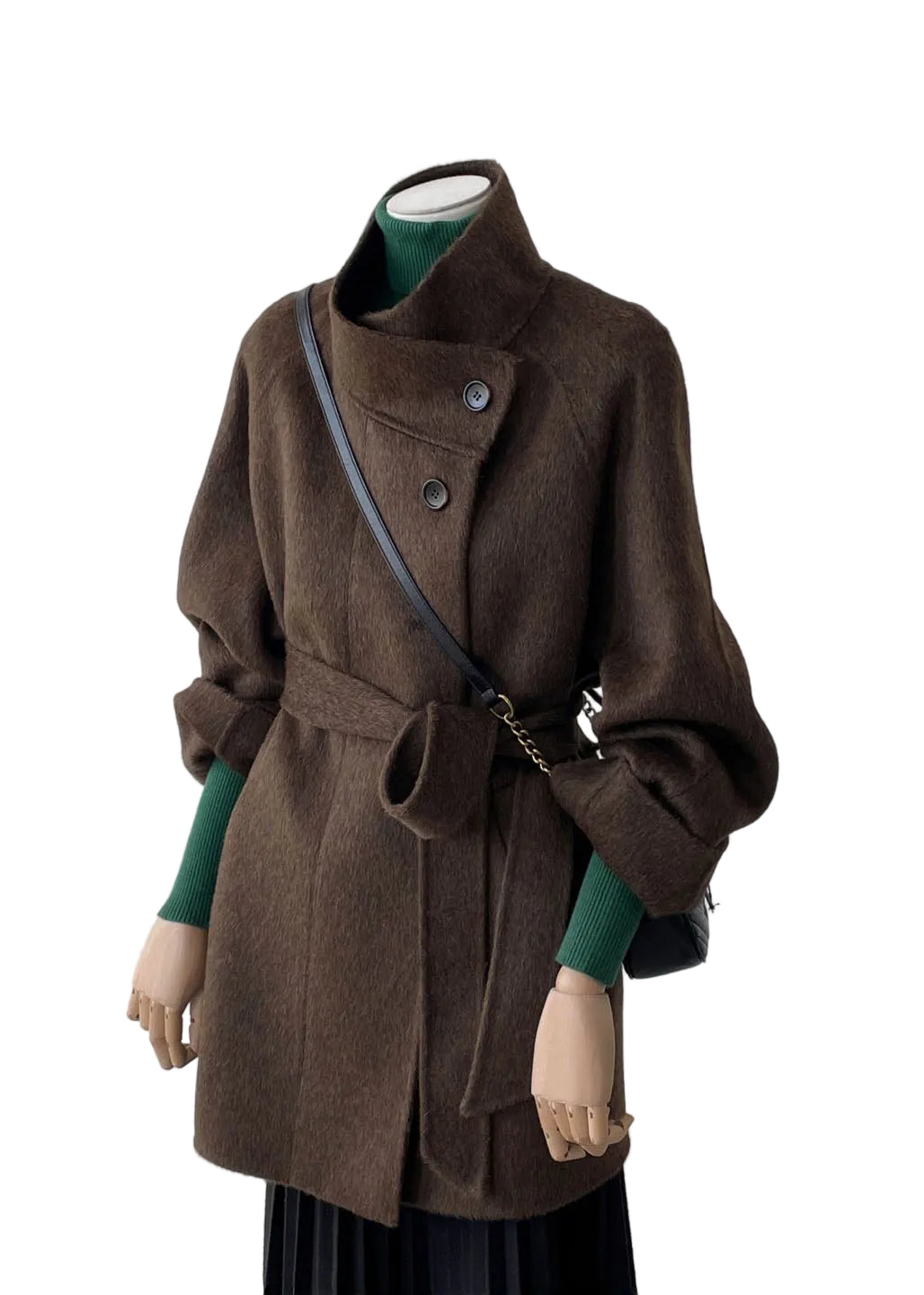 Manteau Femme Col Montant Boutonné Style Automnal 0