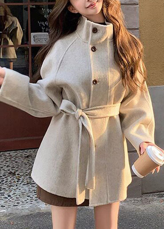 Manteau Femme Col Montant Taille Ajustable Automne 1
