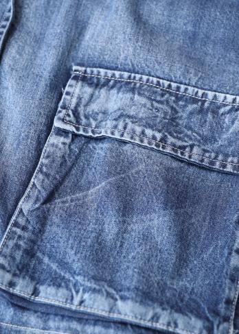 Manteau Femme Col Montant Zippé en Denim 4