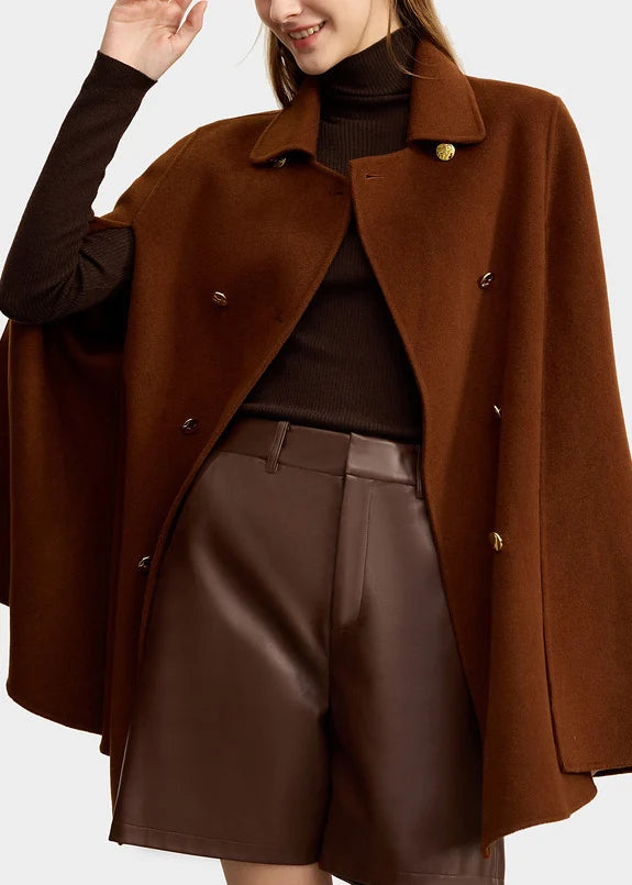 Manteau Femme Coupe Ample Col Claudine Manches Cape 2