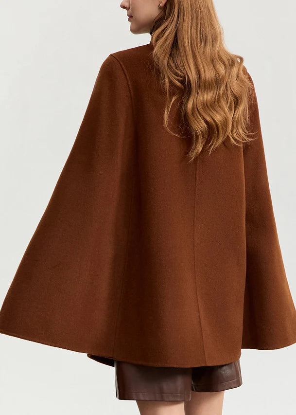 Manteau Femme Coupe Ample Col Claudine Manches Cape 3