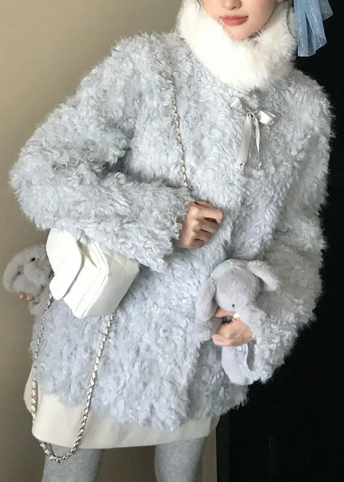 Manteau Femme Coupe Ample Col Rond Manches Longues 1