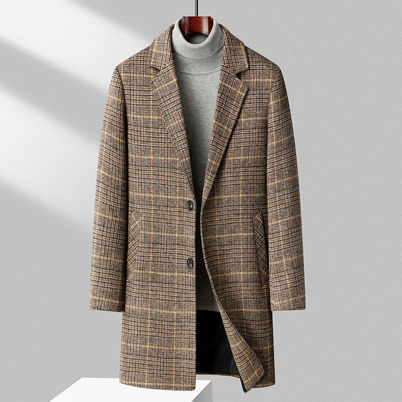 Manteau Femme Hiver Mi-Long à Carreaux Chic 2