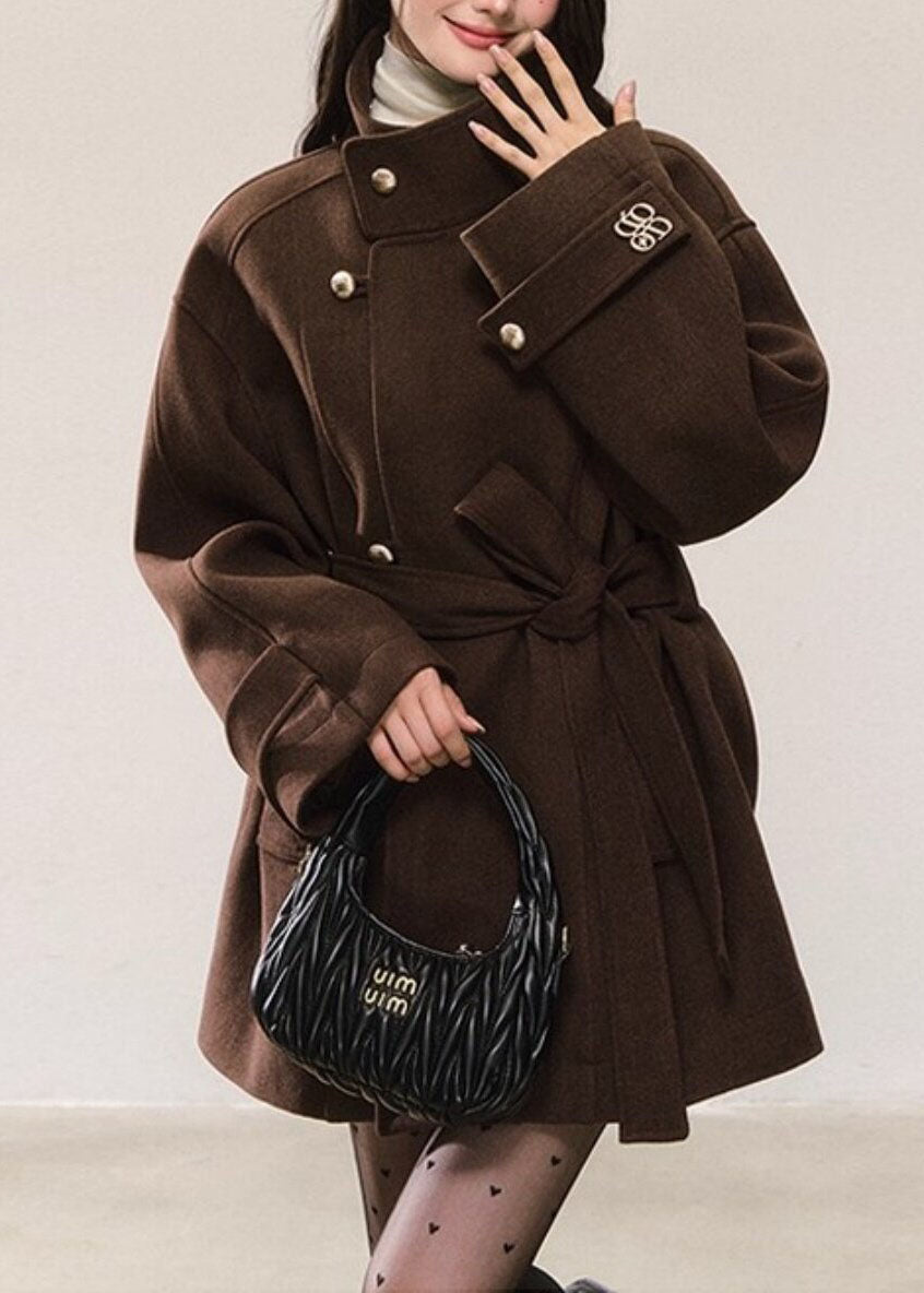 Manteau Femme Moderne avec Poches et Ceinture 1