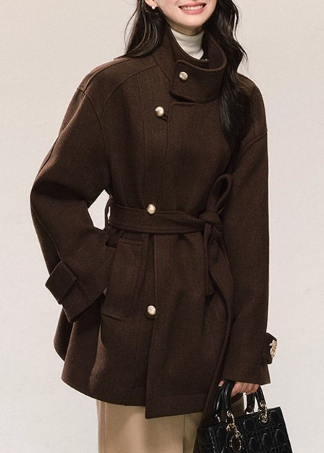 Manteau Femme Moderne avec Poches et Ceinture 3