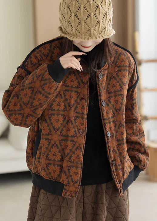 Manteau Femme Oversize Imprimé Orange Hiver 1