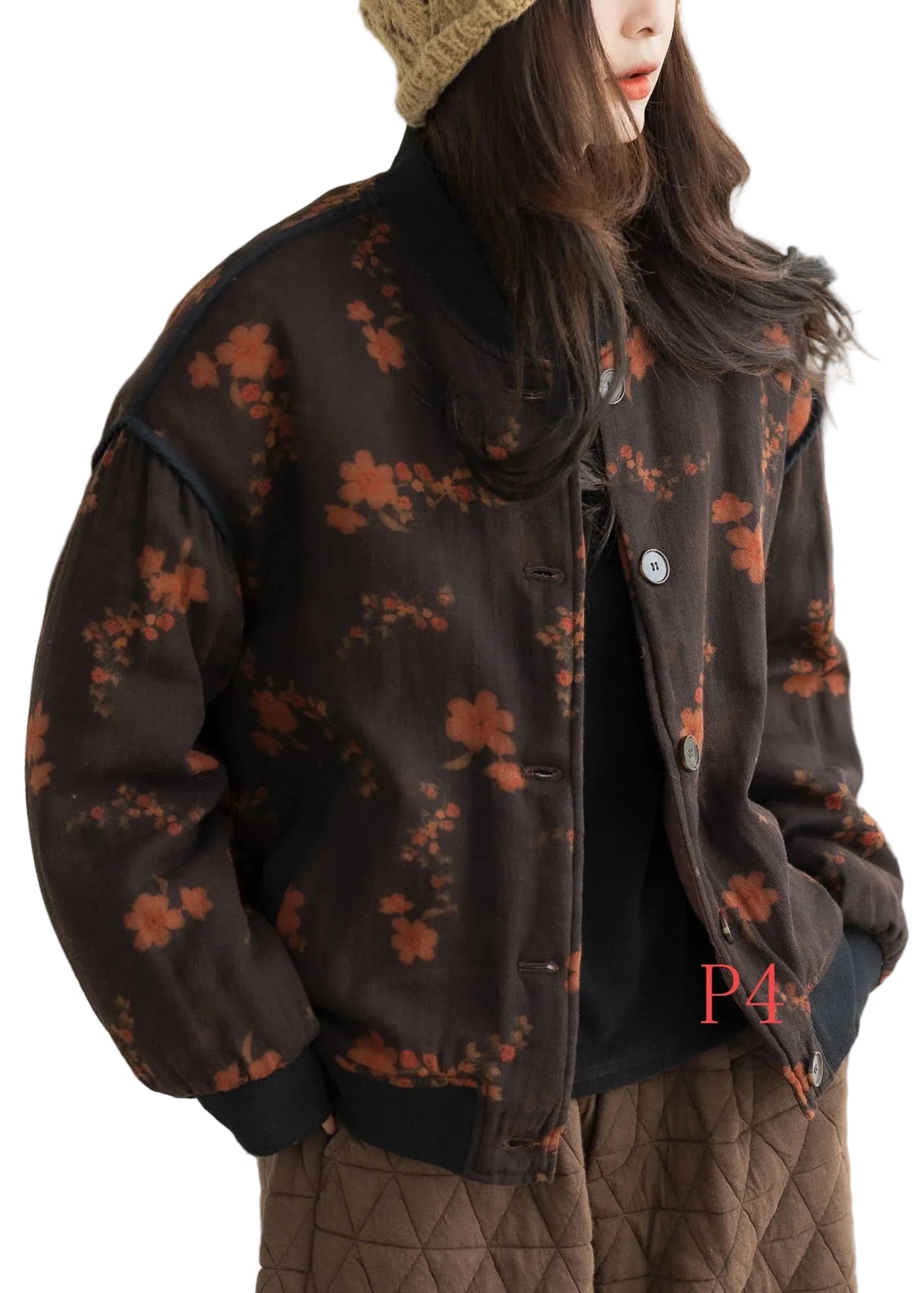 Manteau Femme Oversize à Motifs Floraux 0
