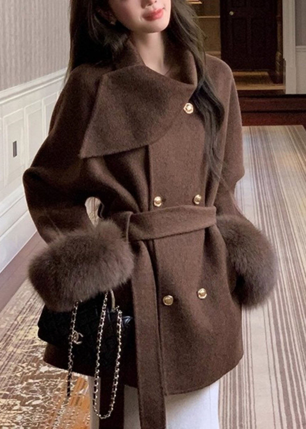 Manteau Femme Patchwork Asymétrique Ajusté Automne 2