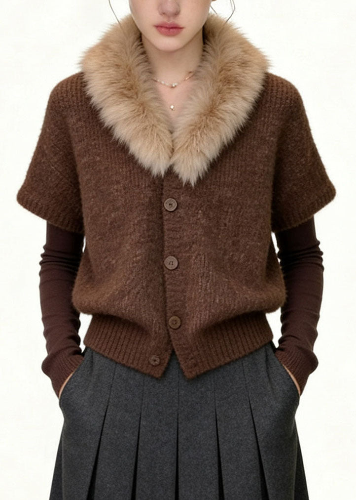 Manteau Femme Patchwork Col Fourrure Automne 4