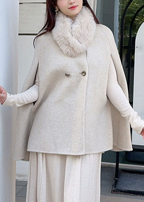 Manteau Femme Patchwork Col Renard Manches Cape 3