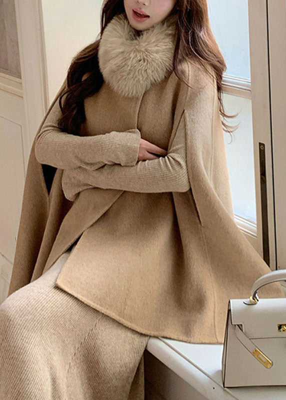 Manteau Femme Patchwork Col Renard Manches Cape 4