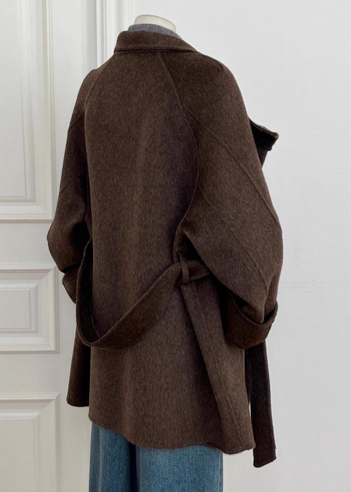 Manteau Femme Patchwork avec Ceinture à la Taille et Poches 4