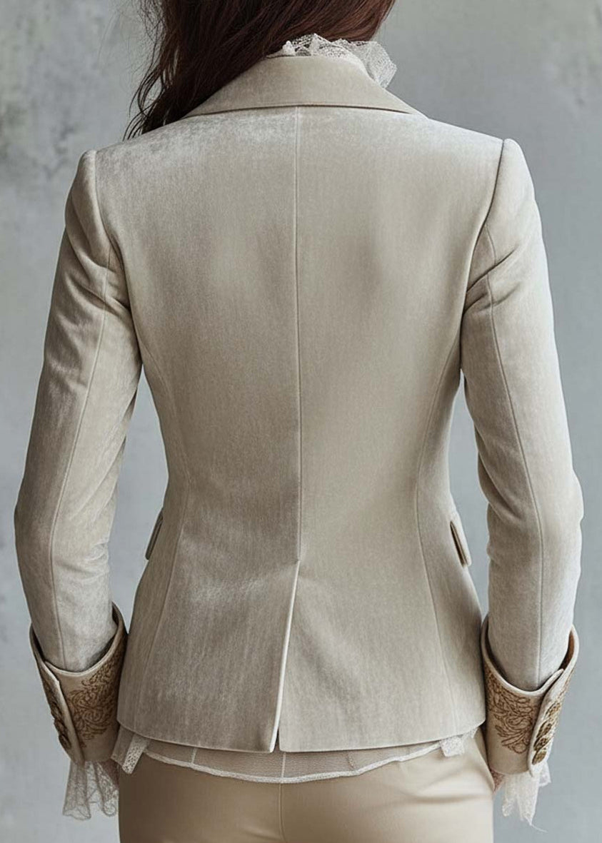 Manteau Femme Style Costume Col Claudine à Poches Imprimé Automnal 2