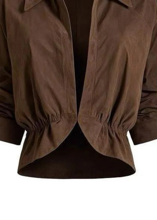 Manteau Femme Vintage Col Peter Pan Froissé Automnal 3