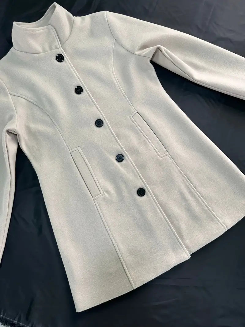 Manteau Femme à Bouton Unique en Tissu Tissé 4