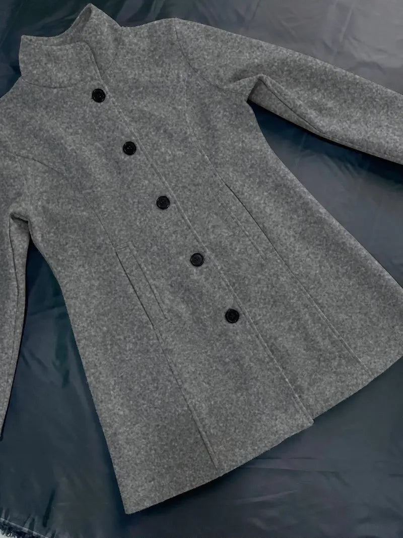 Manteau Femme à Bouton Unique en Tissu Tissé 5