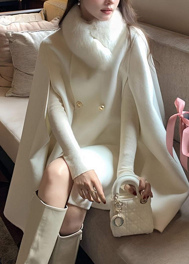 Manteau Femme à Boutons avec Col en Fourrure Style Automnal 0
