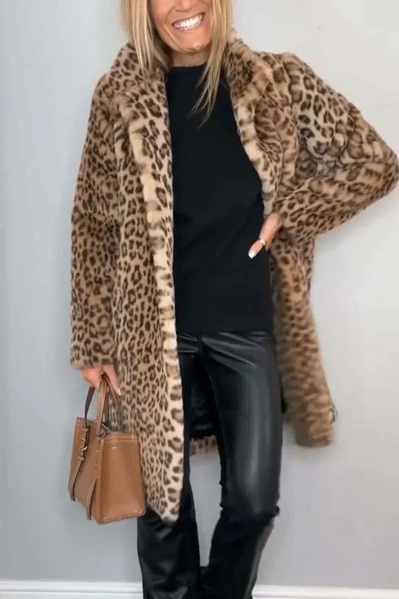 Manteau Hiver Femme Imprimé Léopard Coupe Flatteuse Isolant 1