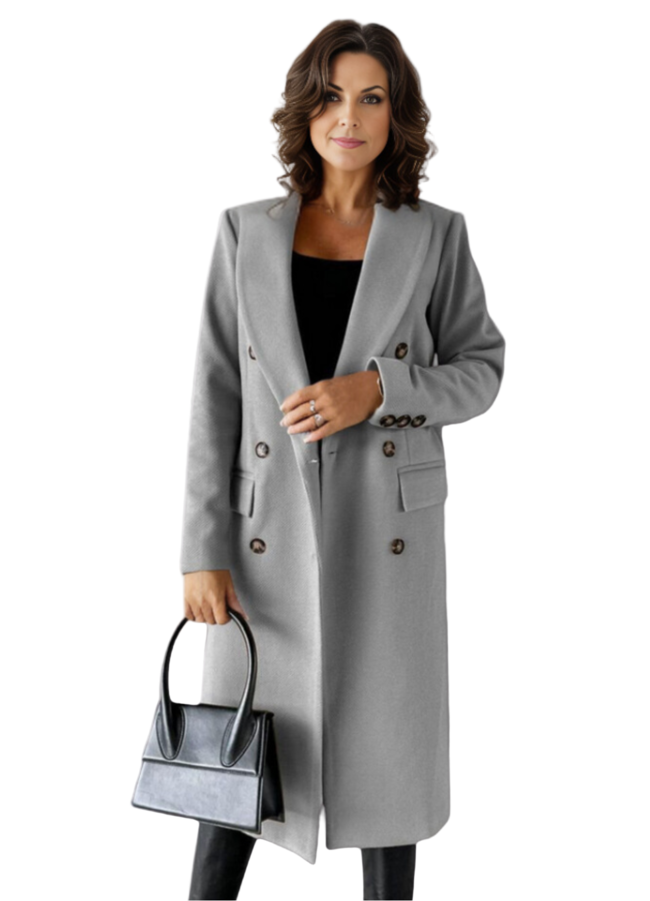 Manteau Hiver Femme Long Chic à Double Boutons 0