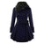 Manteau Hiver Femme Long Col en Fourrure Tissu Doux 7