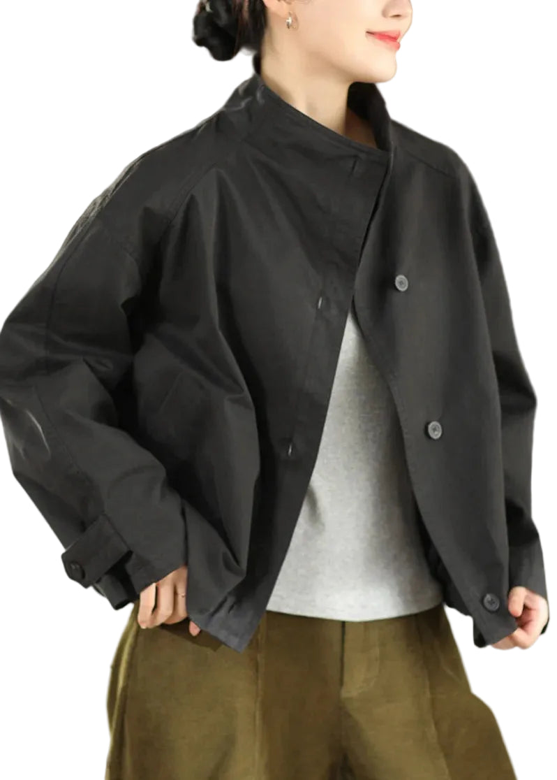 Manteau Hiver Femme Long Décontracté Col Montant avec Poches 0