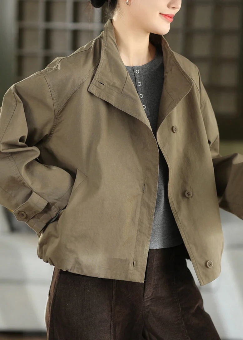 Manteau Hiver Femme Long Décontracté Col Montant avec Poches 2