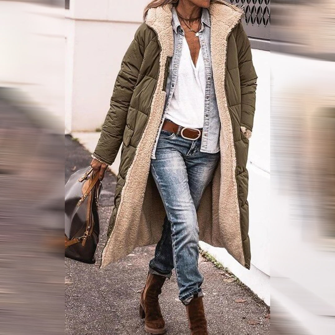 Manteau Hiver Femme Long Design Contemporain en Matériaux Durables 1