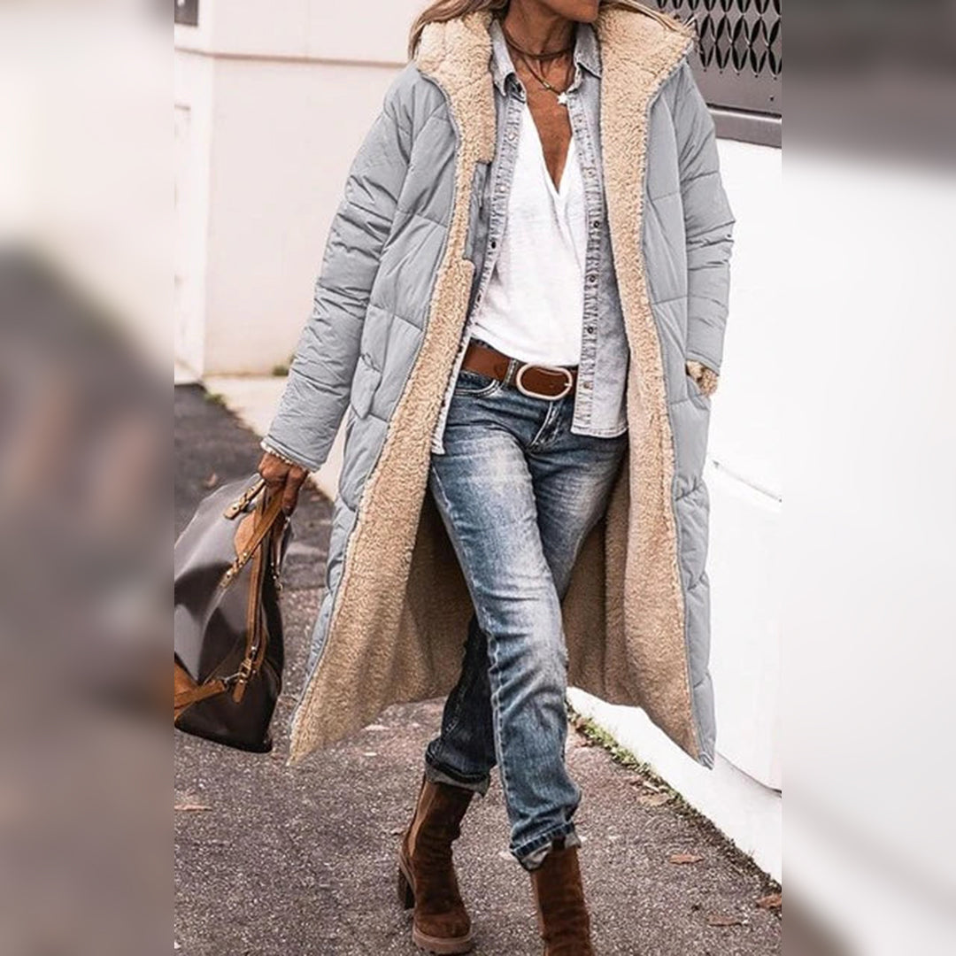 Manteau Hiver Femme Long Design Contemporain en Matériaux Durables 3