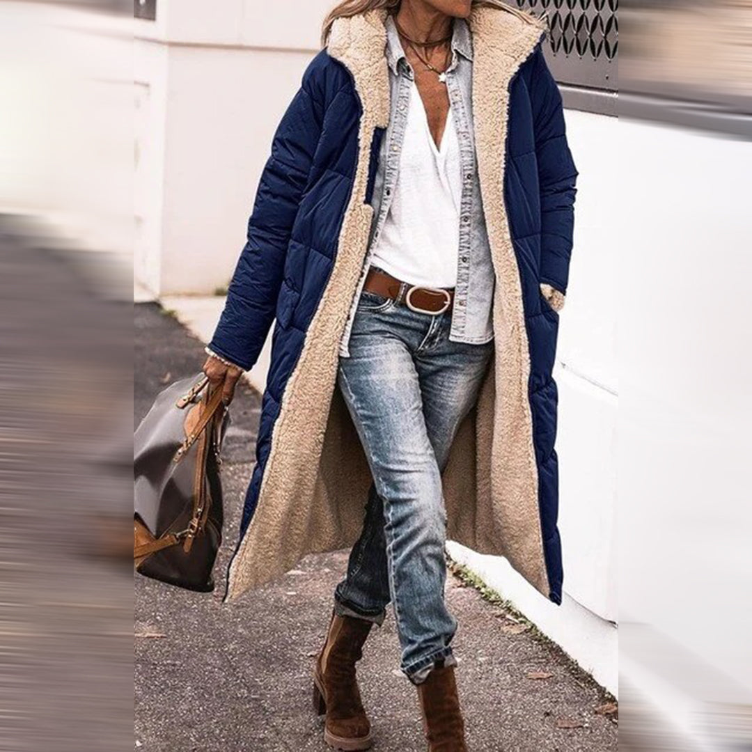 Manteau Hiver Femme Long Design Contemporain en Matériaux Durables 5