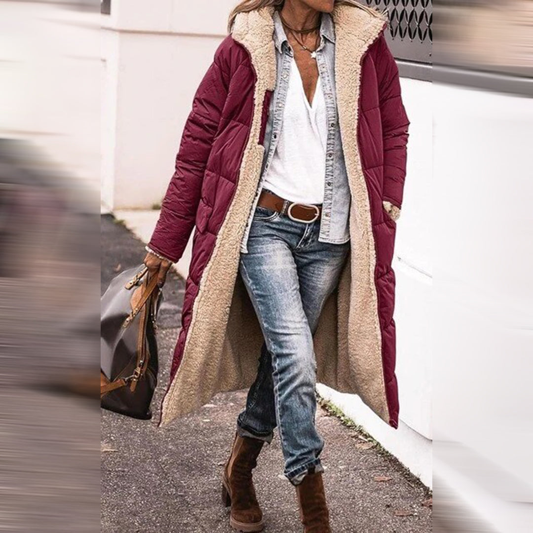 Manteau Hiver Femme Long Design Contemporain en Matériaux Durables 6