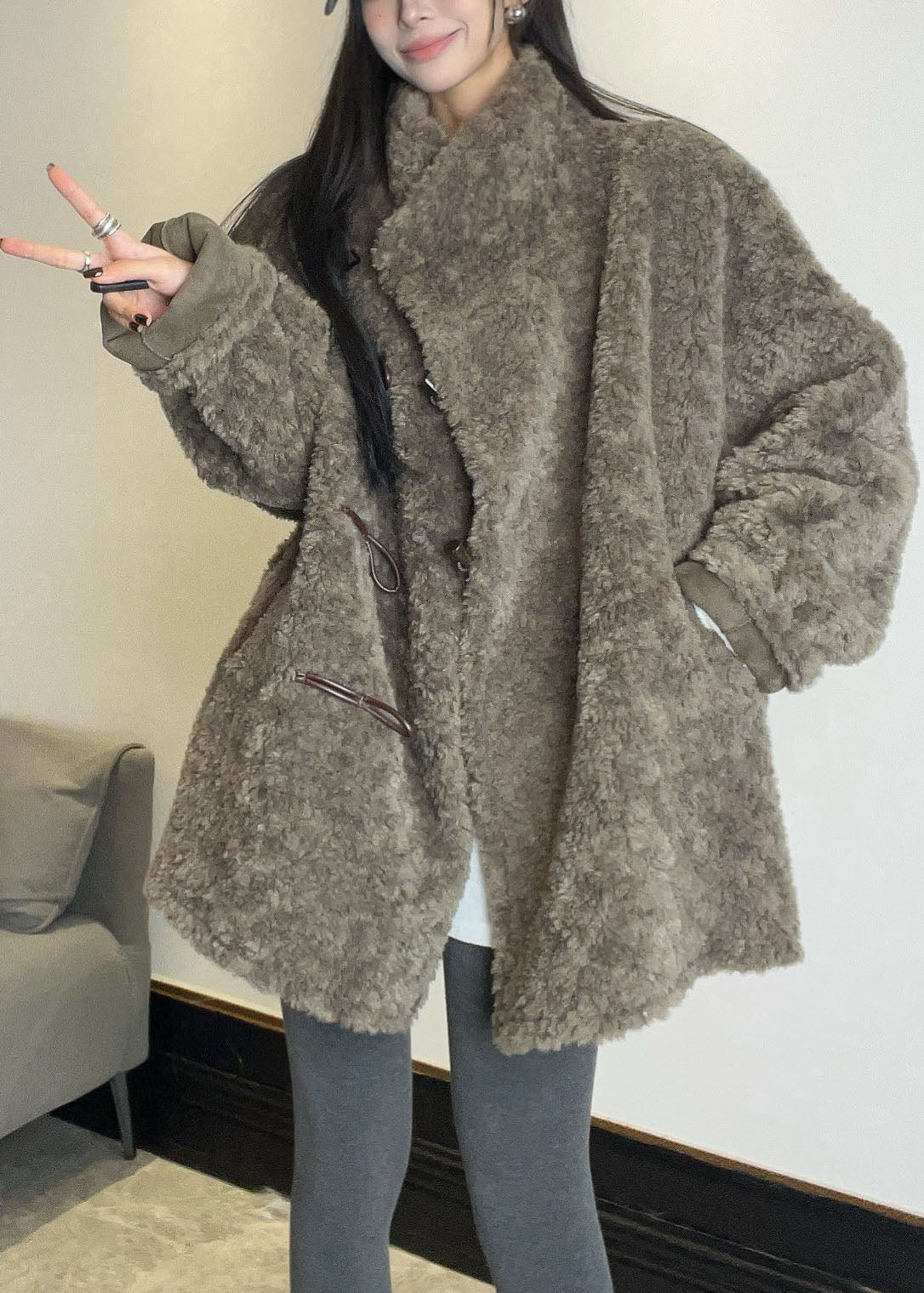 Manteau Hiver Femme Long Style Patchwork Col Montant 2