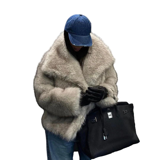 Manteau Hiver Femme Long en Fourrure Écologique Chic et Moderne 0