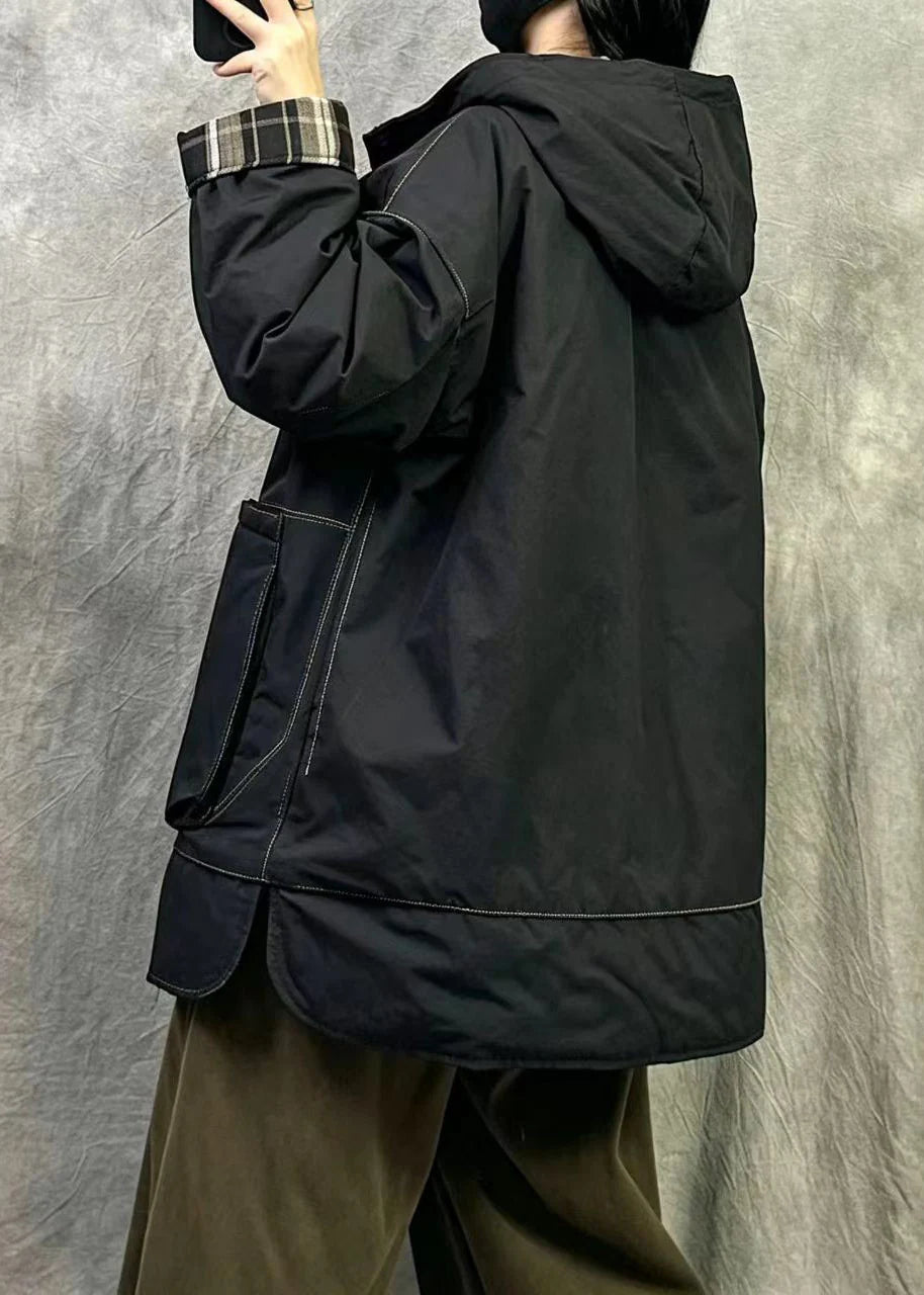 Manteau Hiver Femme Réversible À Capuche Ample 3