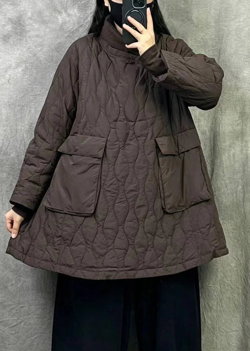 Manteau Hiver Femme Trapèze Ample avec Poches Surdimensionnées 2