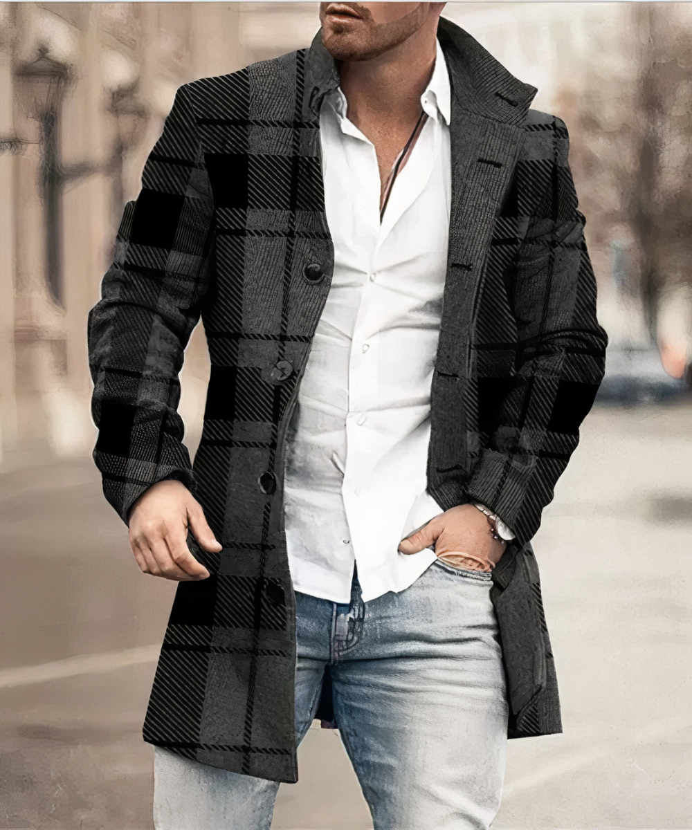 Manteau Homme Hiver Chic Trench Long à Col en V 2