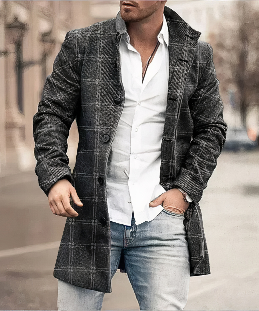 Manteau Homme Hiver Chic Trench Long à Col en V 3