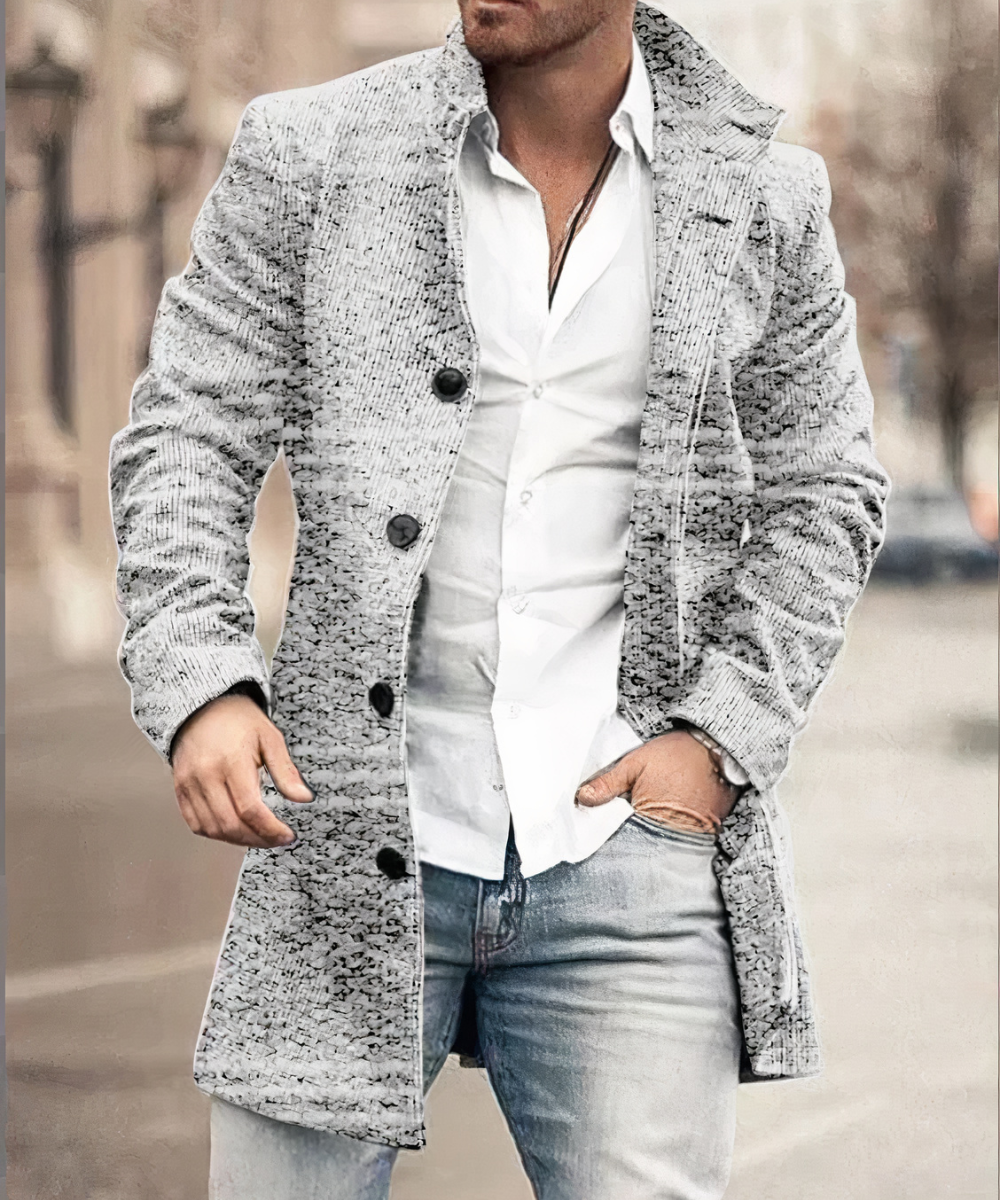 Manteau Homme Hiver Chic Trench Long à Col en V 4