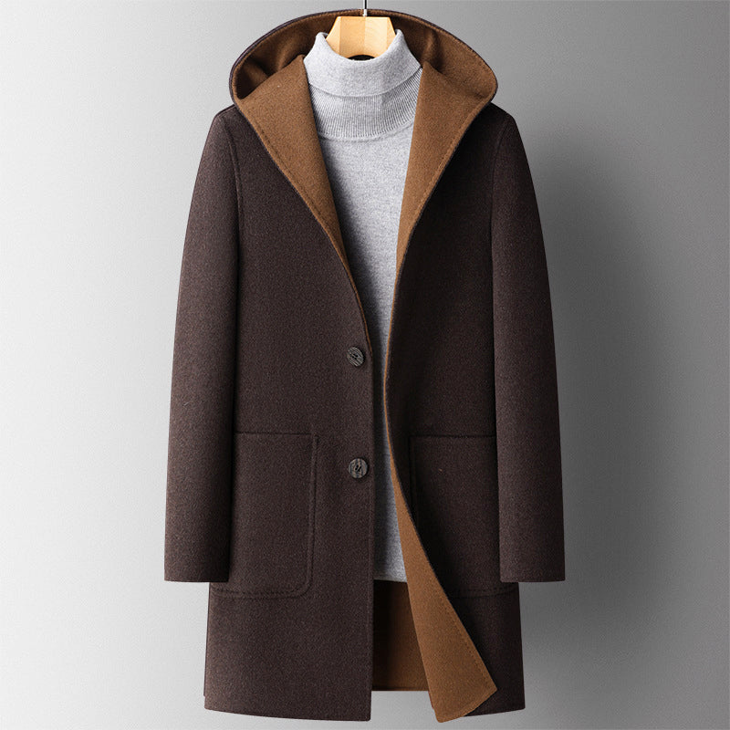 Manteau Homme Hiver Réversible à Capuche Mi-Long 2