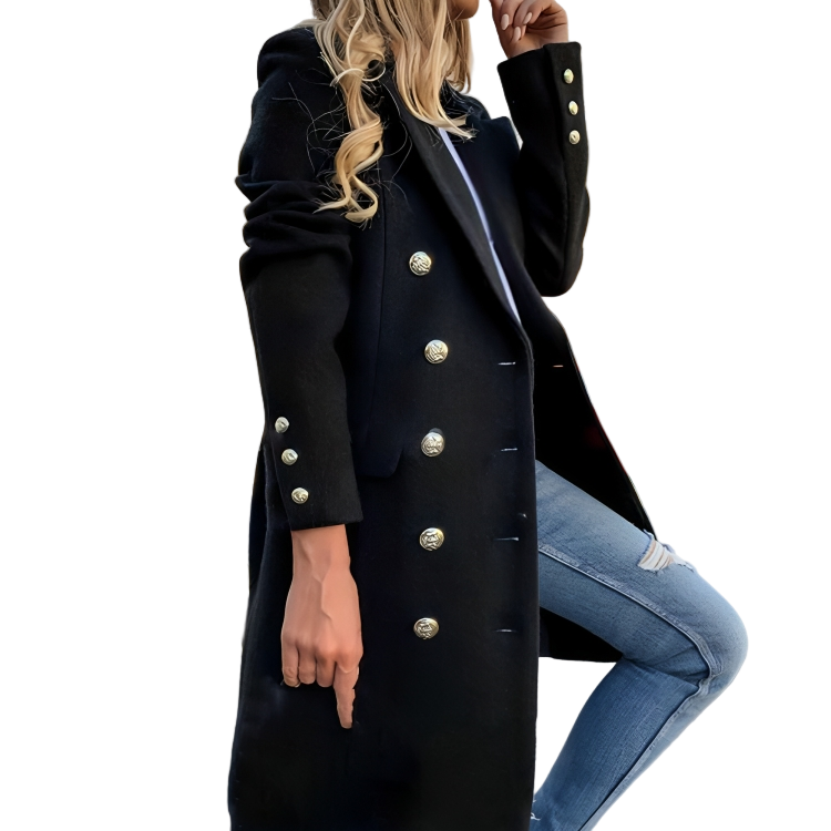 Manteau Long Femme Chic à Double Boutonnage 0