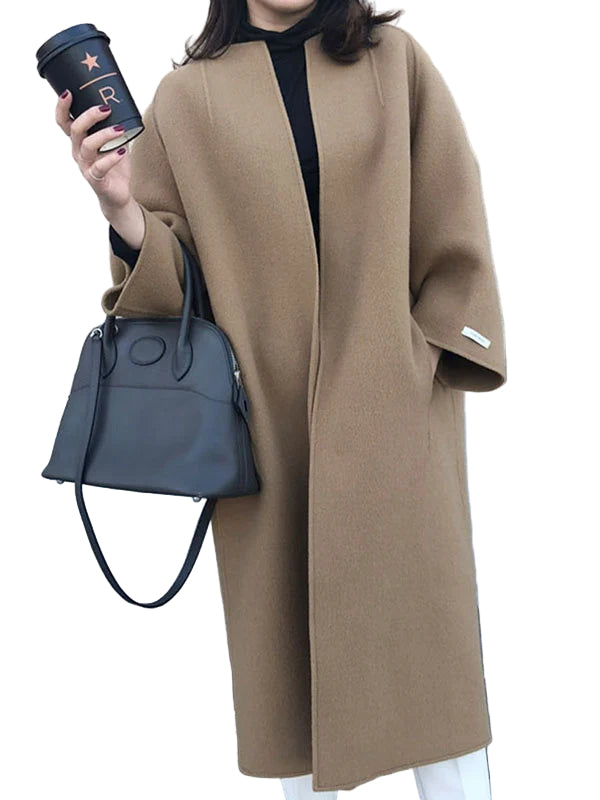 Manteau Long Femme Hiver en Laine Confortable et Moderne 0