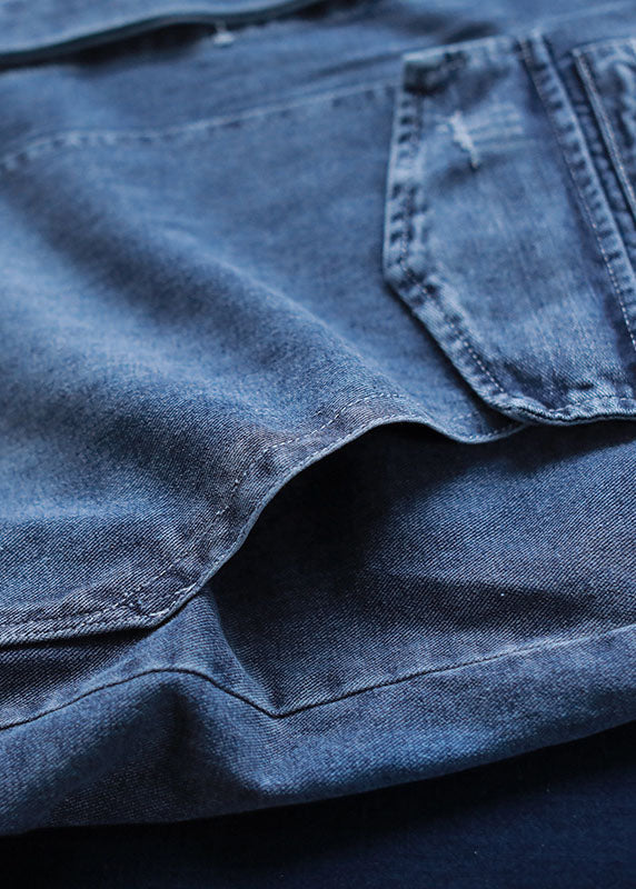 Manteau Long Femme en Denim Ample avec Poches et Manches Longues 4