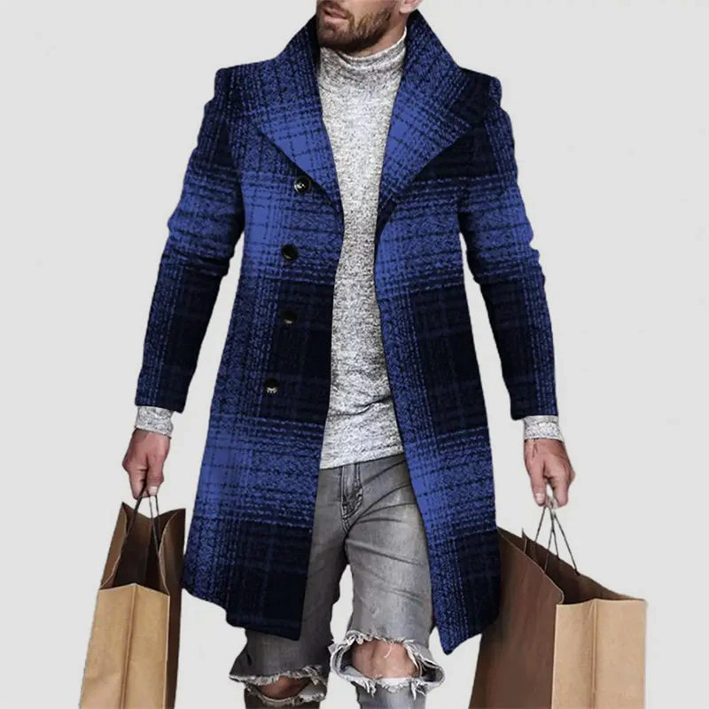 Manteau Long à Carreaux pour Hommes Chic 2