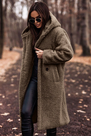Manteau Long en Teddy avec Capuche pour Femme 3