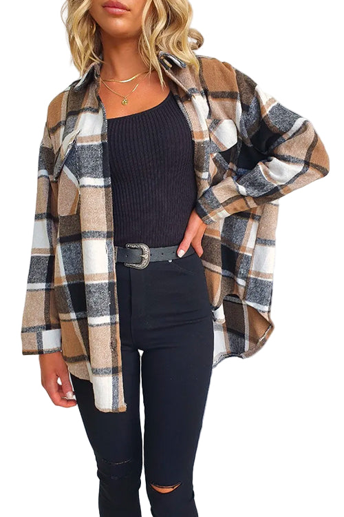 Manteau Shacket à Carreaux pour Femmes 0