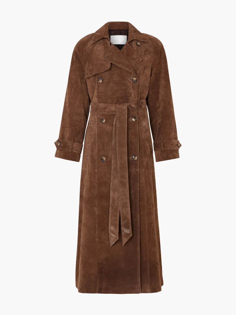 Manteau Trench Femme Long en Suède Chic pour Hiver 6