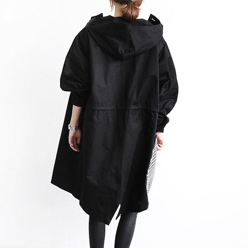 Manteau Trench Imperméable Femme Long Mi-Mollet Avec Capuche 7