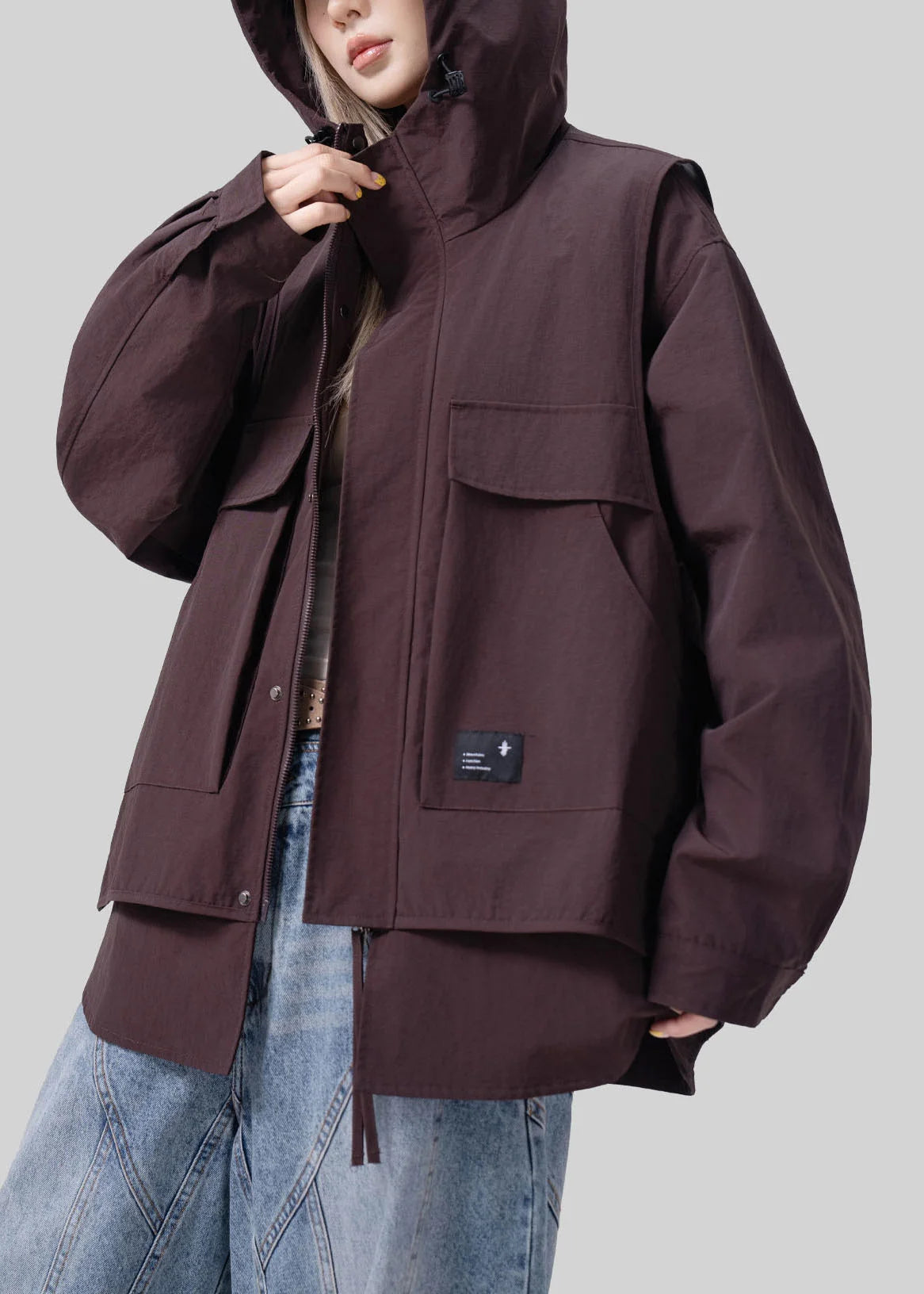 Manteau Trench Oversize Femme Style Patchwork Automnal 1