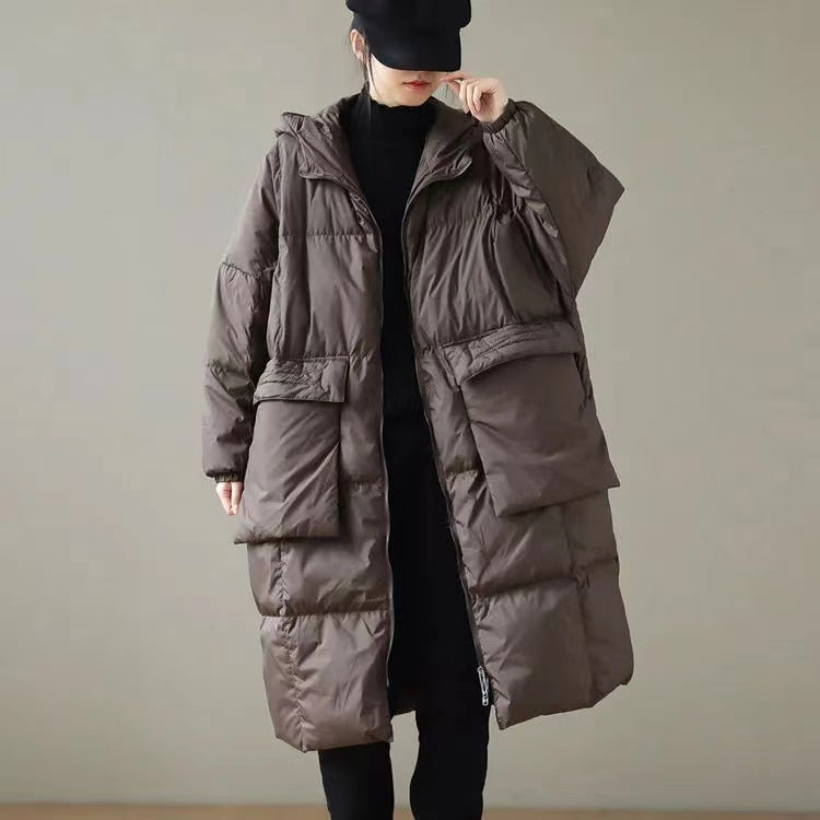Manteau d'Hiver Femme À Capuche Avec Poches Zippées Pour Grand Taille 2