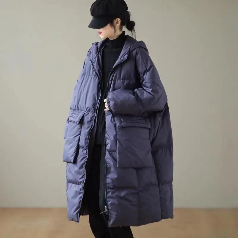 Manteau d'Hiver Femme À Capuche Avec Poches Zippées Pour Grand Taille 3