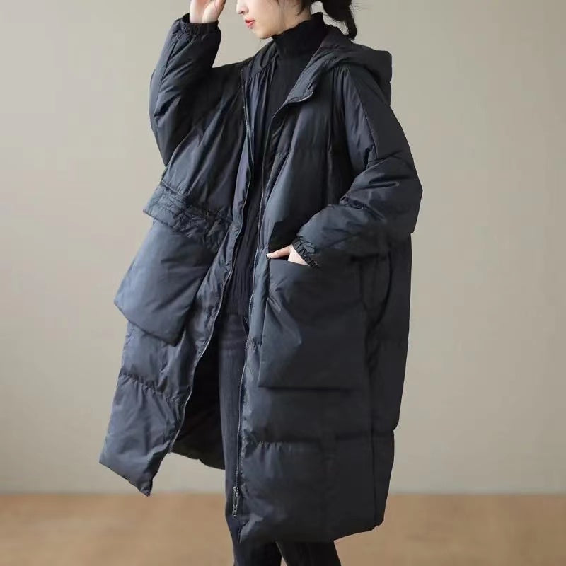 Manteau d'Hiver Femme À Capuche Avec Poches Zippées Pour Grand Taille 5